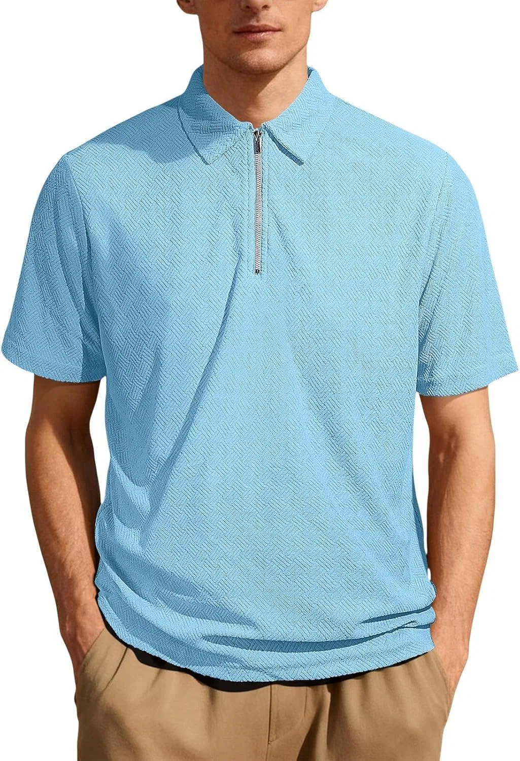 Футболка поло с западным дизайном, Cool Fit, Light Blue