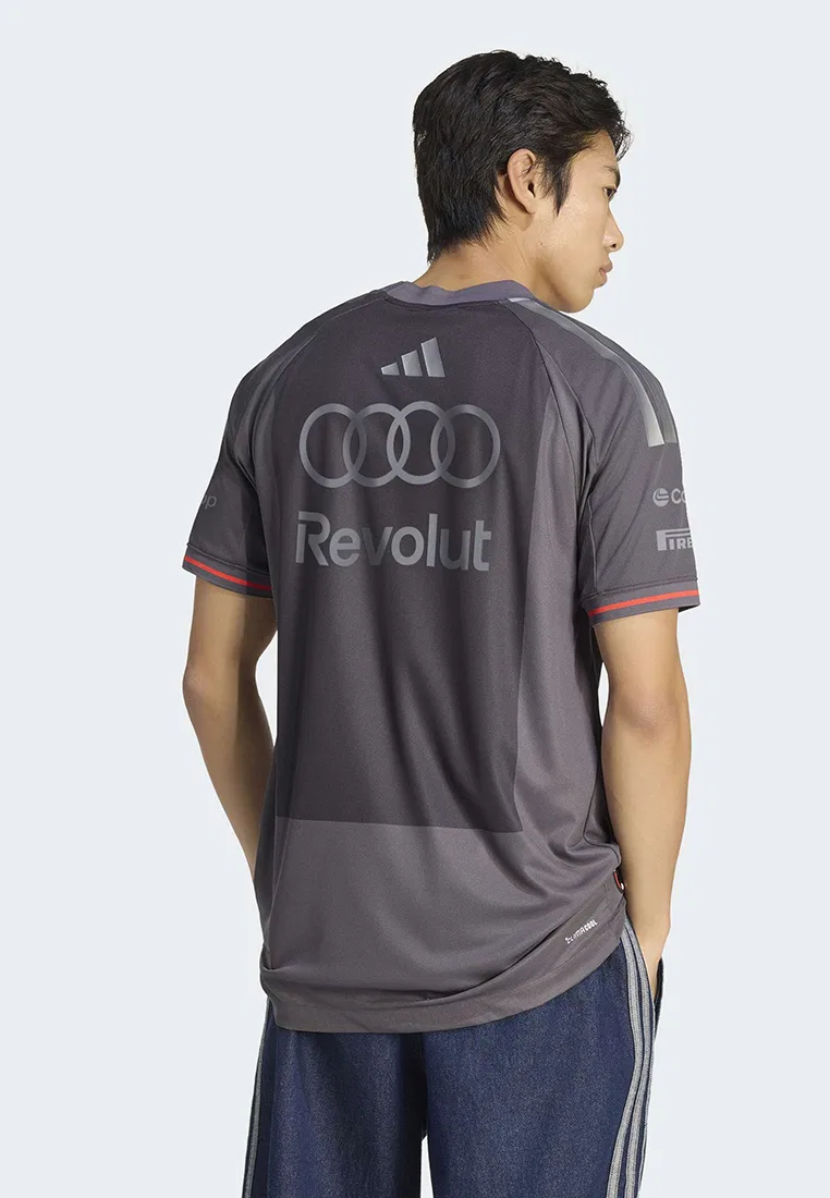 Футболка с коротким рукавом, команда Audi Revolut F1, аутентичная, мужская Adidas, серый — фото 2