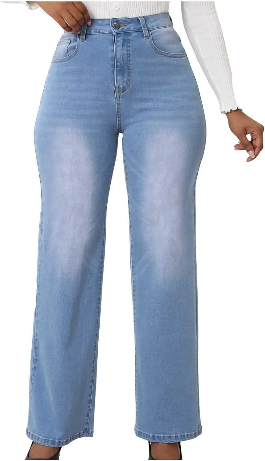 

FZYLQY женские потертые прямые джинсы boyfriend с высокой посадкой