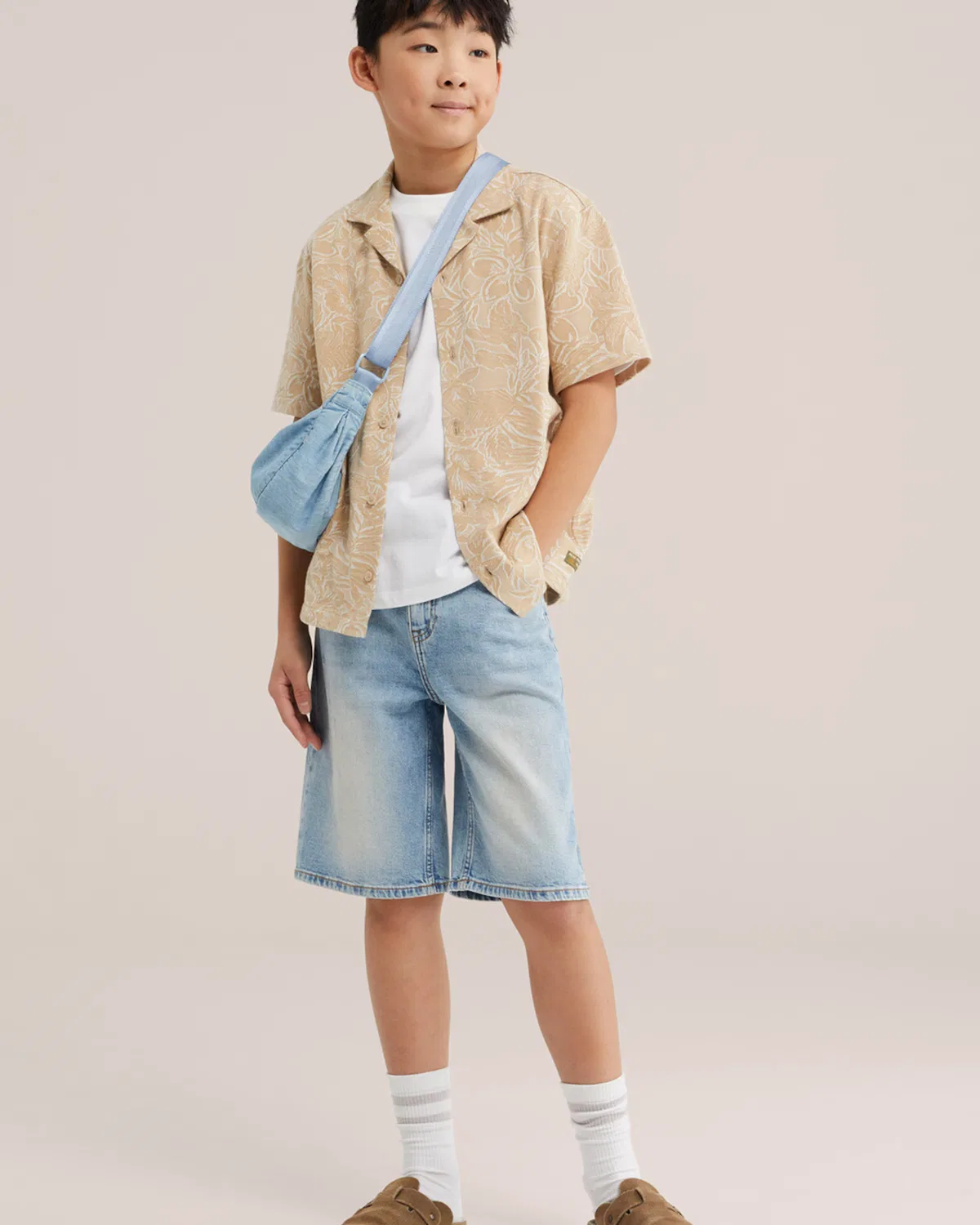 Рубашка на пуговицах стандартного кроя We Fashion, Beige — фото 4