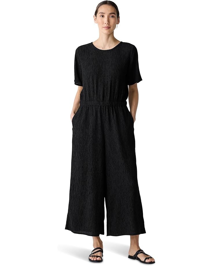 

Брюки Eileen Fisher Round Neck Wide Leg Jumpsuit, черный