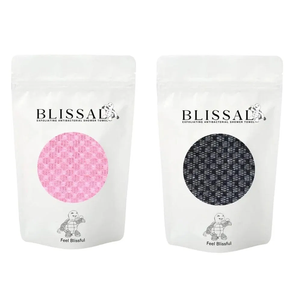 Антибактериальное отшелушивающее полотенце для душа Blissal Ailisk, Black + Pink