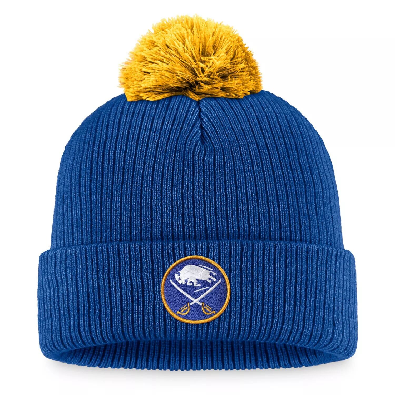 

Мужская вязаная шапка с манжетами и помпоном Fanatics Royal Buffalo Sabres Team
