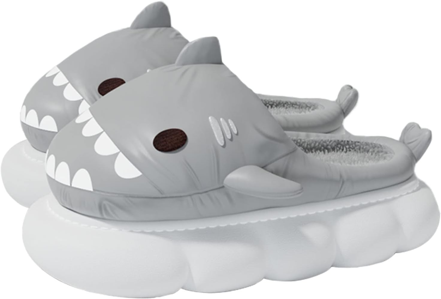 

Милые мультяшные тапочки с акулами Zureto из хлопка, зимние домашние и тапочки для женщин и мужчин, серый