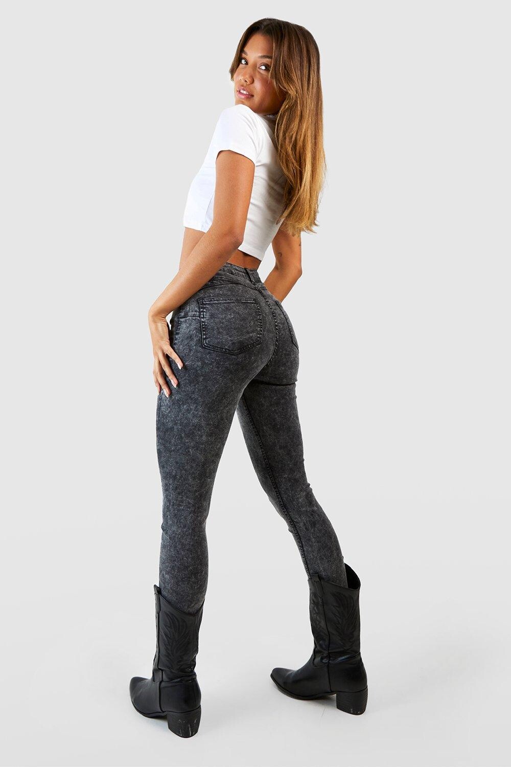 

Джинсы скинни с высокой посадкой Boohoo, черный