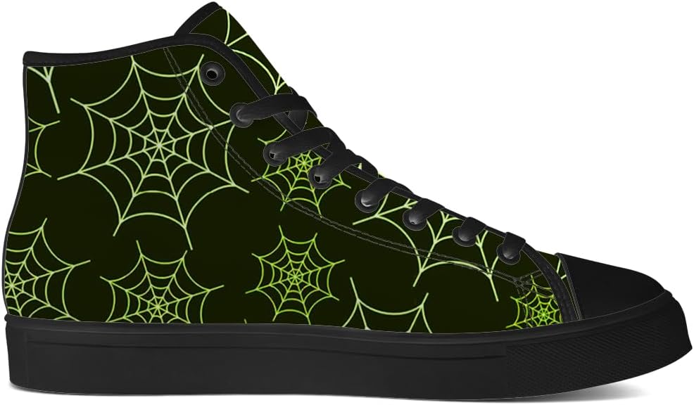 Кеды на высокой платформе chebing Spider Web из холщовой ткани для мужчин и женщин, высокие кроссовки на шнуровке, повседневная обувь, подарок для парня или девушки, черный/зеленый — фото 4