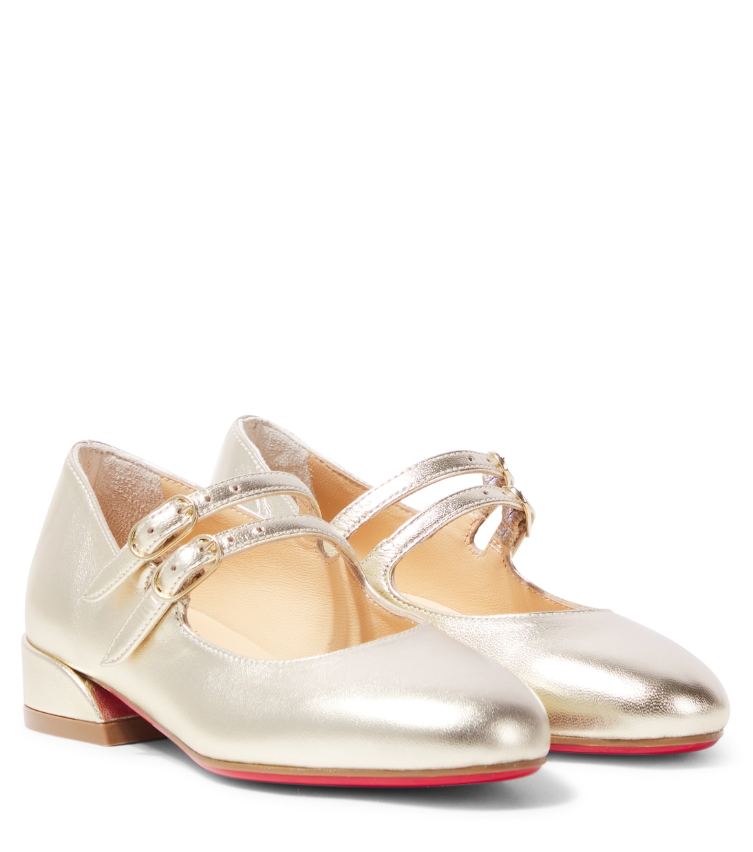 

Jane Fille кожаные балетки Mary Jane с металлизированным эффектом Christian Louboutin Kids, Platine