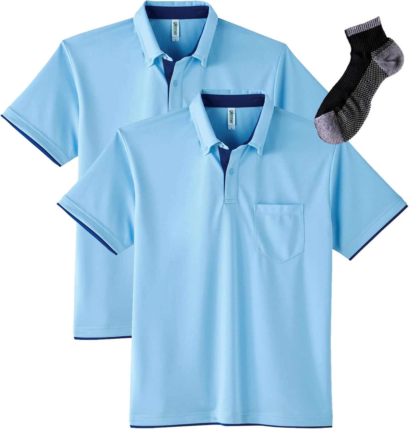 

Мужская рубашка-поло Glimmer 00315-AYB на пуговицах, из быстросохнущей ткани, с коротким рукавом, с карманом, плотность ткани 4,4 унции, светло-голубой/синий