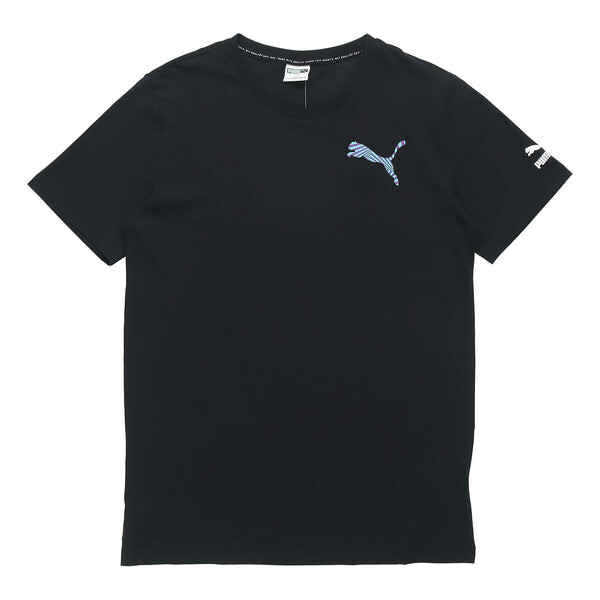 

Футболка casual graphic t-shirt 'black white blue' Puma, черный