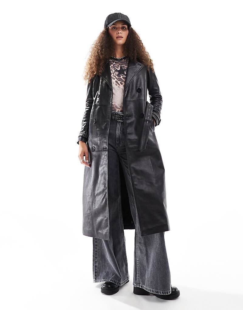 

Черный тренч из натуральной кожи Barneys Originals