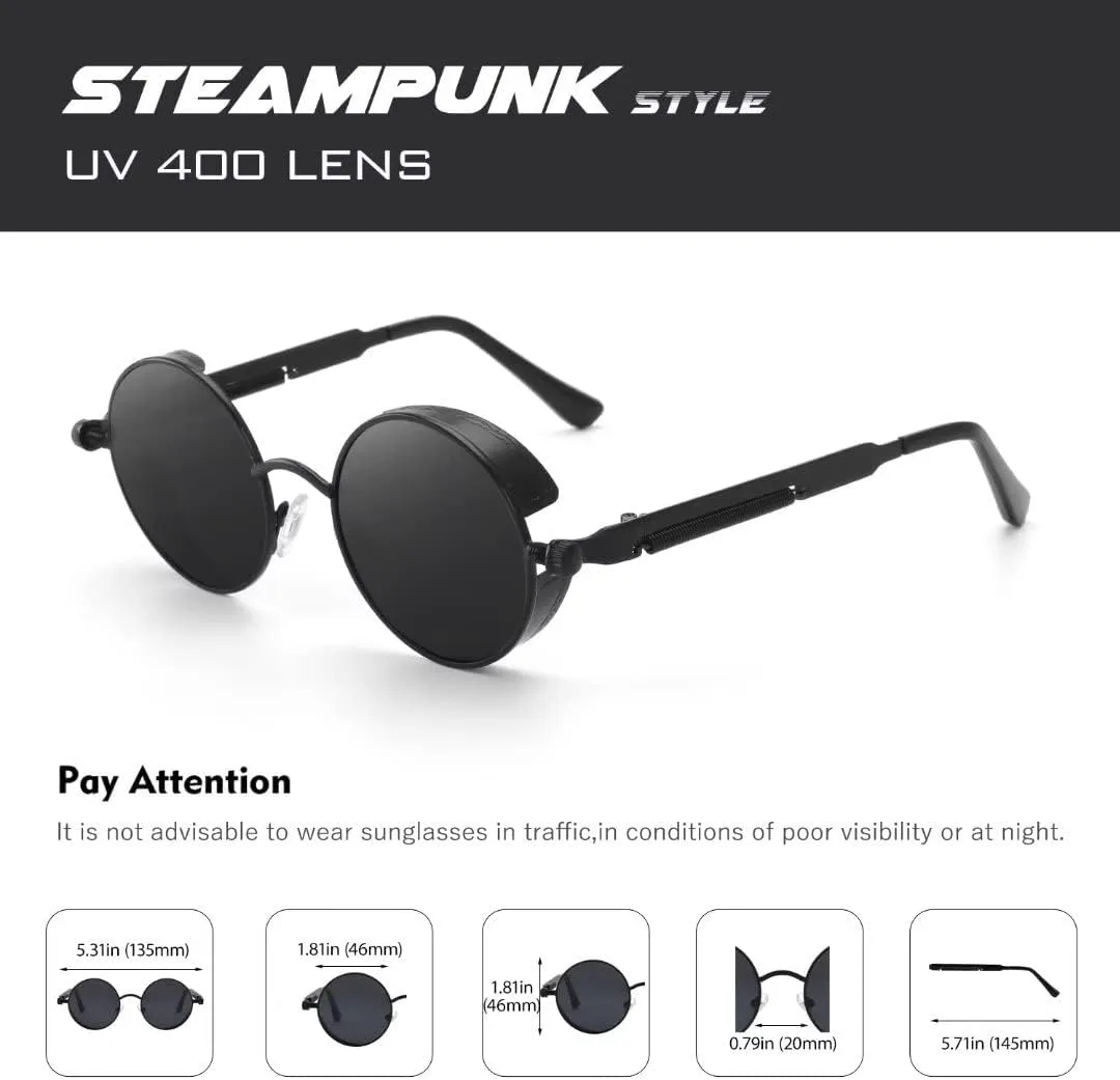 

Солнцезащитные очки CGID в стиле ретро-стимпанк, круглые, поляризованные, для мужчин и женщин, с металлической оправой, защита UV400, E72, Black Grey & Brown Brown
