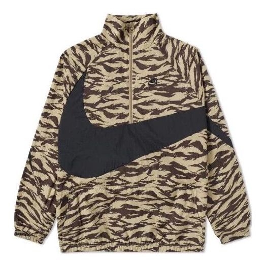 

Куртка Nike AOP Swoosh Half Zip Woven Jacket 'Brown', коричневый