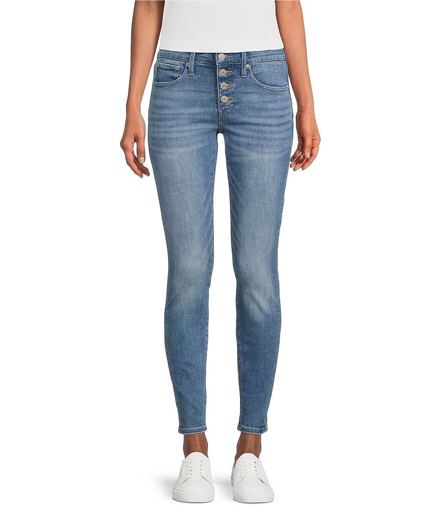 

Джинсы скинни Lucky Brand Bridgette на пуговицах до щиколотки, синий