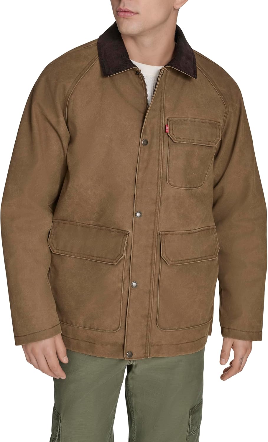 

Мужская хлопковая куртка Levi's Barn с вельветовым воротником, Brown Wax Look