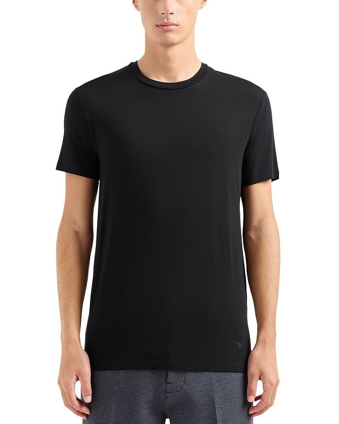 

Emporio Armani Slim Fit Эластичная футболка с короткими рукавами и круглым вырезом с логотипом, черный