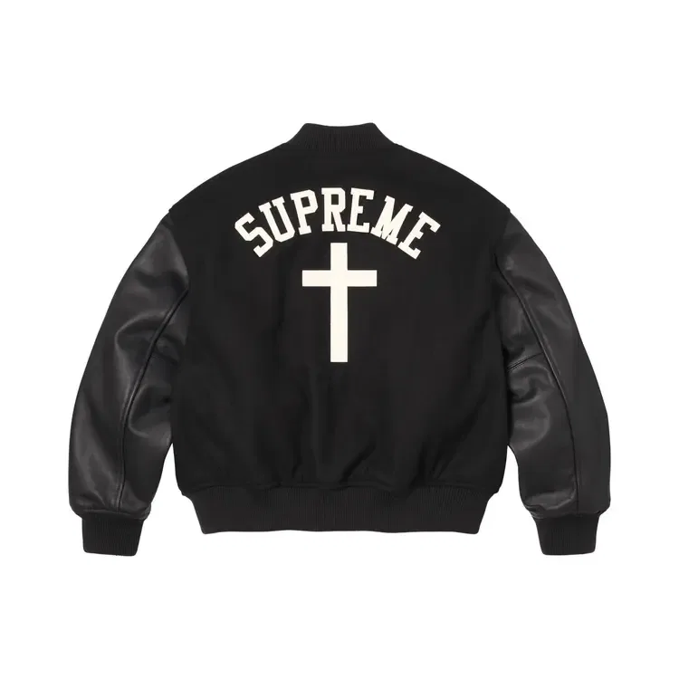 Куртка Supreme Cross Varsity Jacket, черный — фото 2