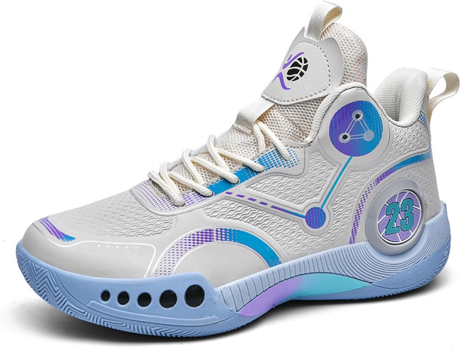 

Мужские дышащие кроссовки для баскетбола с амортизацией, шнуровкой, модные высокие кеды с противоскользящей подошвой для повседневного ношения, спортзала, тенниса и бега Boaobaihuo, бежевый