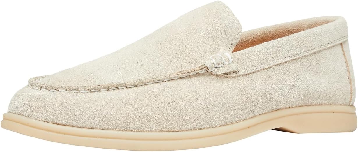 

Мужские замшевые лоферы Santimon на шнуровке, повседневная обувь- мягкие гибкие мокасины с нескользящей подошвой, легкие и удобные повседневные прогулочные туфли, слоновая кость