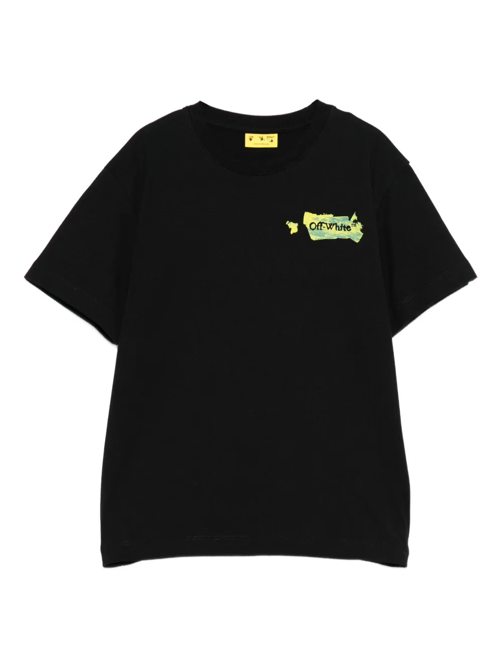 

Футболка с принтом в виде стрелы и пятнами краски OFF-WHITE KIDS, черный