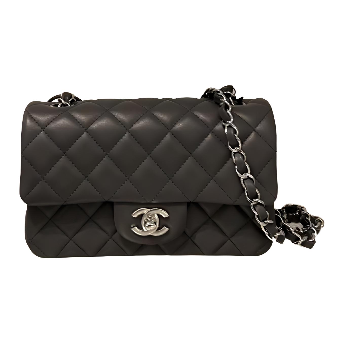 

CHANEL Классический клатч из овечьей кожи с логотипом CF Миниатюрная женская сумка через плечо кроссбоди Темно-серый