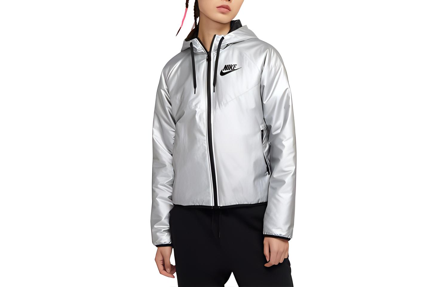 

Nike Женская куртка металлик серебристо-черная, Metallic Silver/Black