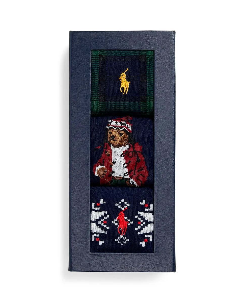

В упаковке 3 пары коротких мужских носков с принтом Polo Ralph Lauren, мультиколор