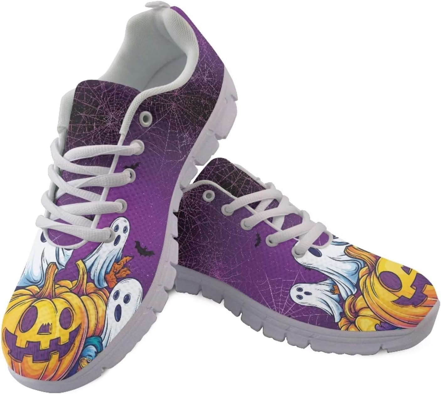 

Кроссовки Forchrinse для женщин и мужчин, повседневные, с шнуровкой, для бега, дышащие, легкие теннисные обувь, Halloween Ghost Pumpkin
