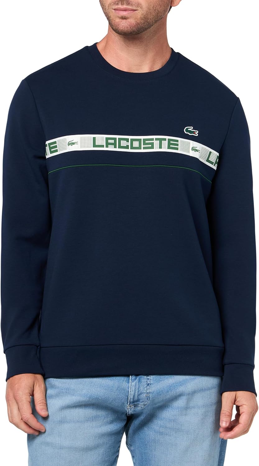 

Мужская спортивная теннисная толстовка Lacoste с фирменной полоской, Navy Blue