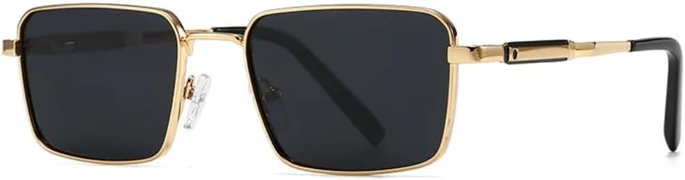 

Модные прямоугольные солнцезащитные очки для женщин в стиле ретро, ​​чайные заклепки, мужские панк-солнцезащитные очки с защитой от УФ-излучения UV400 UUPTTPL, C6 Gold Black