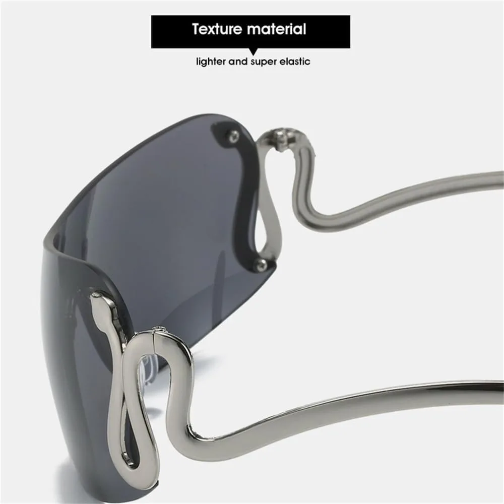 

Солнцезащитные очки без оправы для женщин и мужчин, декоративная металлическая оправа, солнцезащитные очки с защитой от УФ-излучения UV400 VFDHN, Silver Black