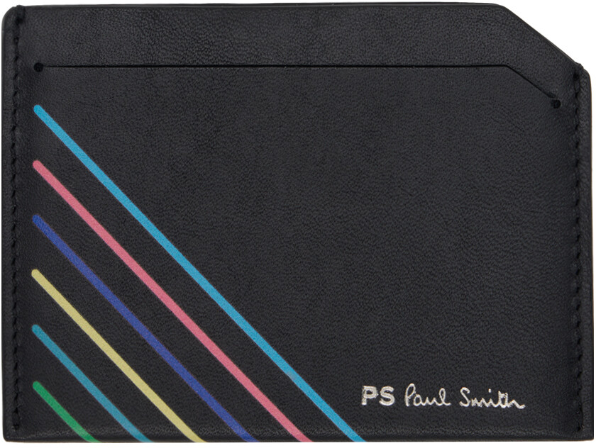 

Черный кожаный держатель для карт в спортивную полоску PS by Paul Smith