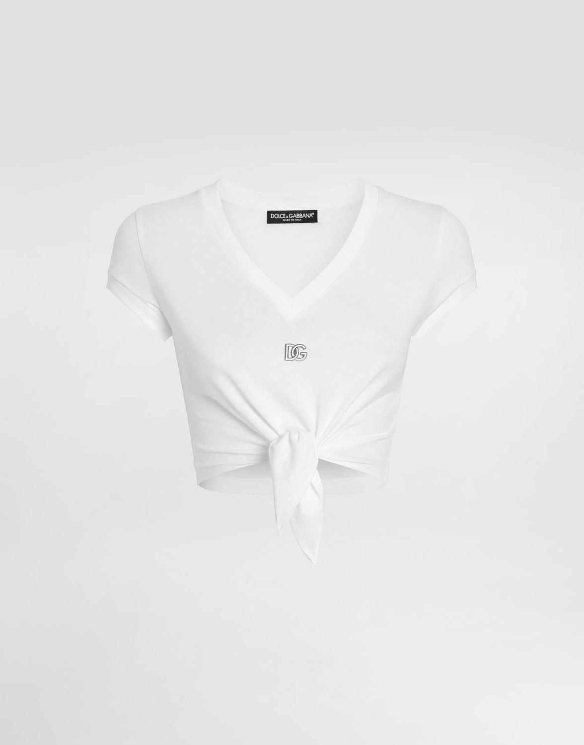 

Футболка из джерси с логотипом dg и узлом Dolce & Gabbana, белый