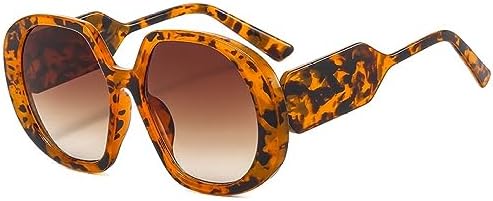 

Большие солнцезащитные очки в винтажном стиле для женщин, круглые солнцезащитные очки красного цвета с защитой от УФ-излучения UV400 для мужчин и женщин MTZJH, Leopard