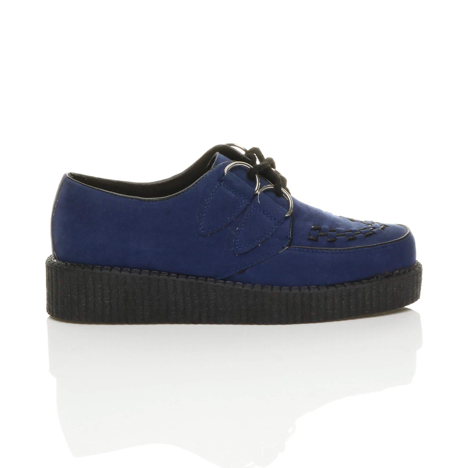 Туфли на низкой танкетке Creepers из искусственной замши на шнуровке для борделей AJVANI, синий — фото 2