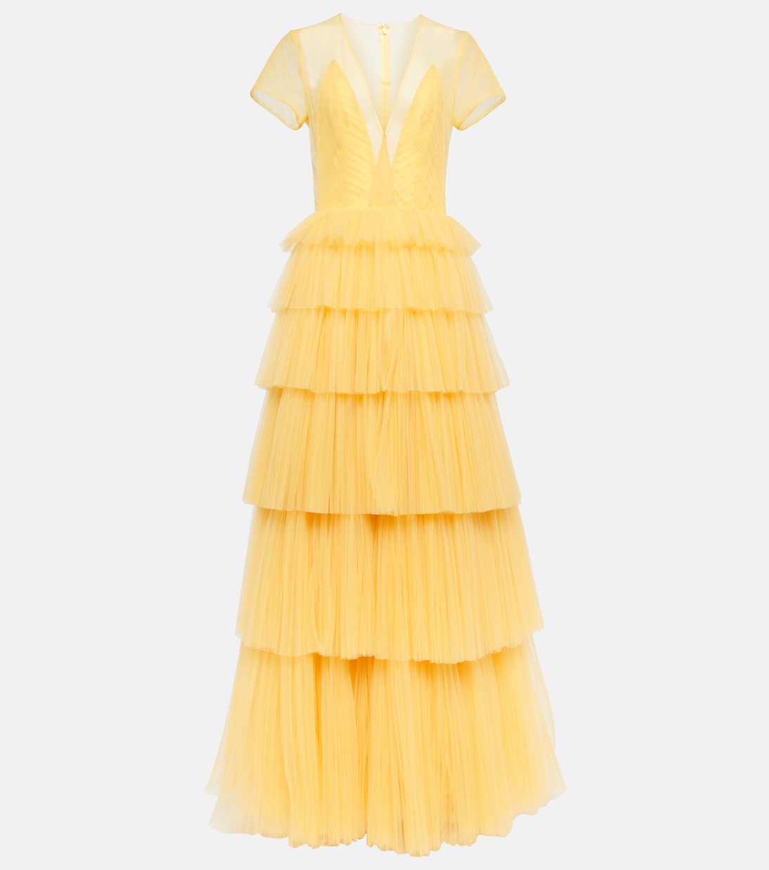 

Платье из тюля с оборками Costarellos, Turmeric Yellow