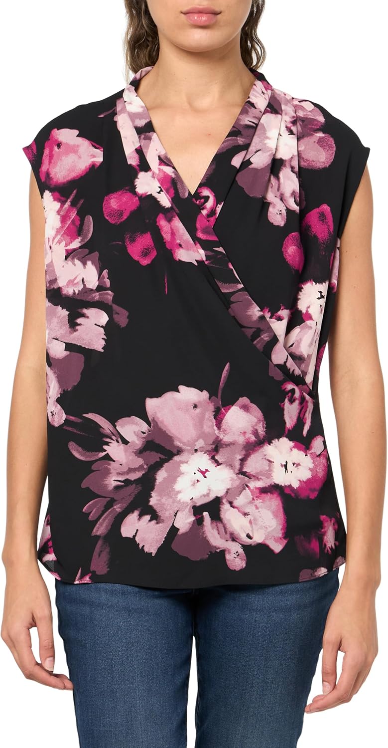 

Женская блузка без рукавов Calvin Klein с V-образным вырезом и перекрещивающимися бретелями, Black Multi