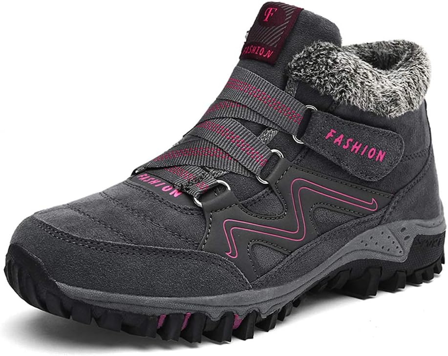 

Мужские зимние ботинки для снега, походов и треккинга, теплые ботинки для скалолазания, средней высоты, с мехом и плюшем, модные на шнуровке Asifn, красный/серый