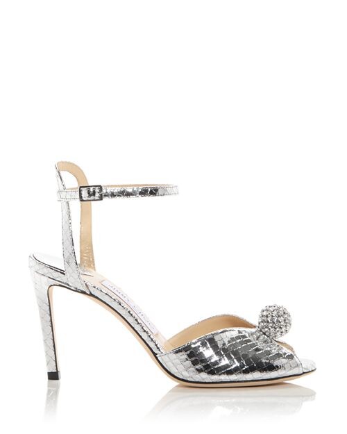 Женские босоножки Sacora 85 на высоком каблуке с украшением Jimmy Choo, цвет Silver — фото 2