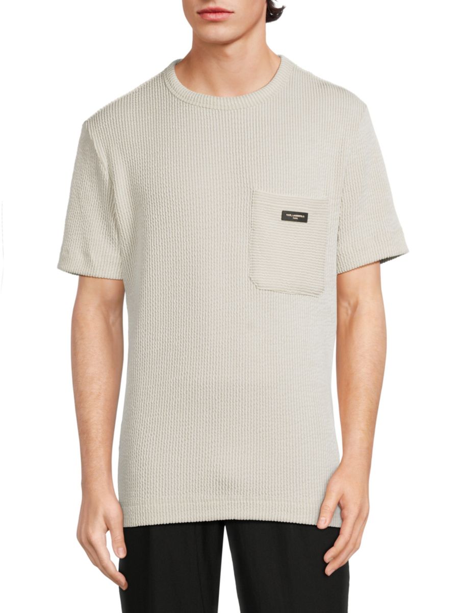 

Футболка с фактурным накладным карманом Karl Lagerfeld Paris, цвет White Beige