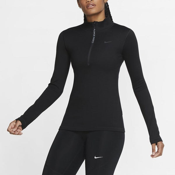 Футболка pro quick dry stand-up collar sweateshirt black Nike, черный — фото 3
