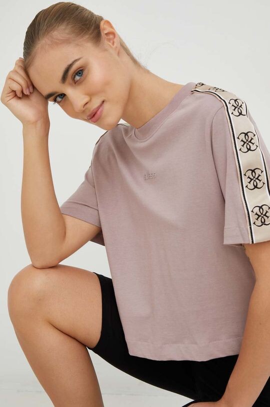 

Хлопковая футболка Guess, фиолетовый