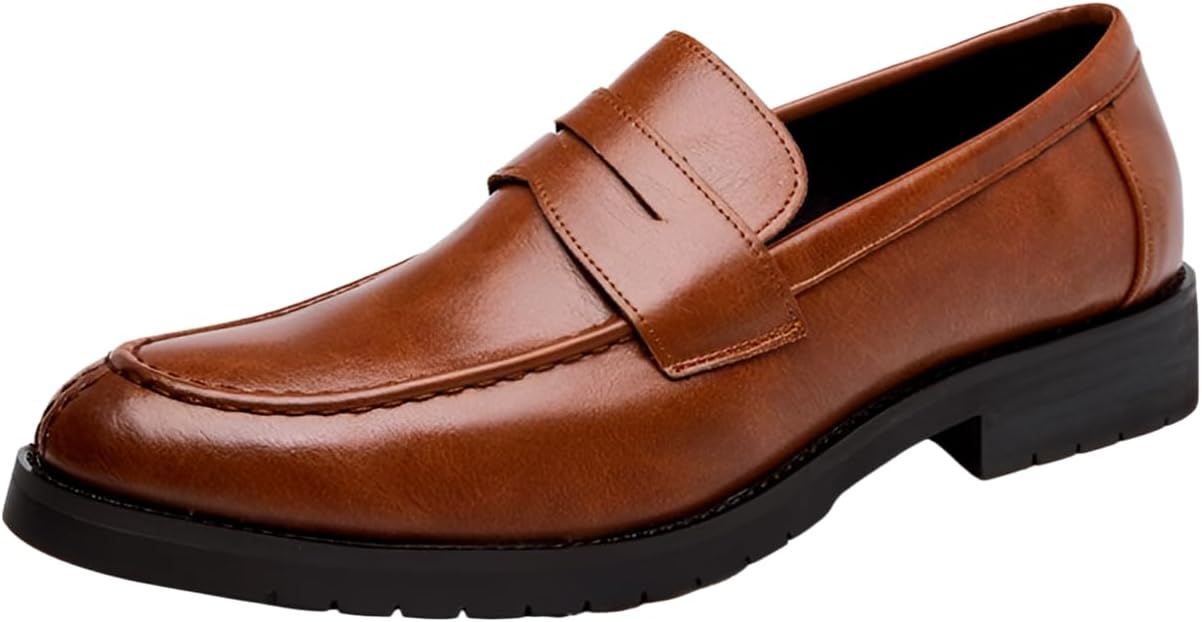 

Мужские лоферы Santimon с мыском-мокасином, комфортные деловые туфли без шнурков, коричневый