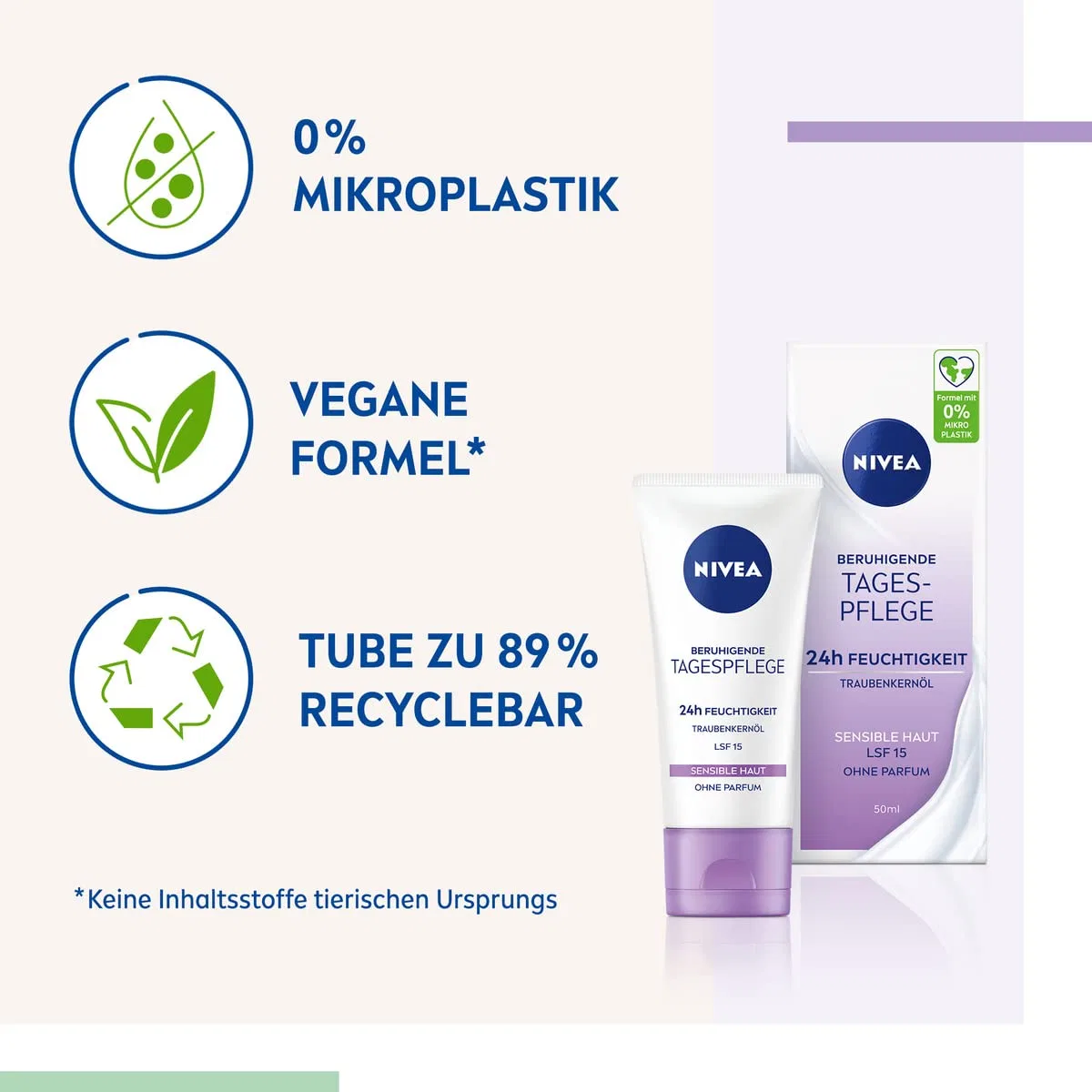 Крем для лица SPF15 NIVEA Успокаивающий дневной «24h Feuchtigkeit Sensible Haut» от — фото 2