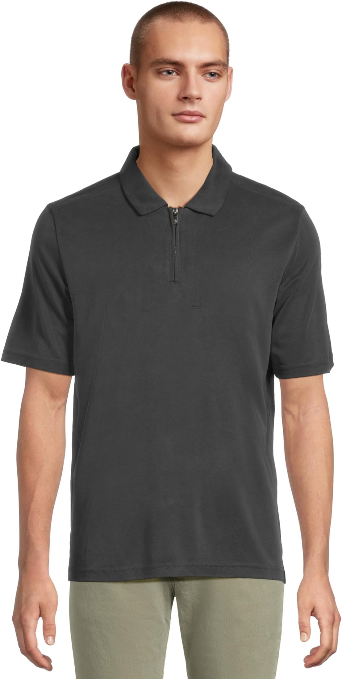 

Футболка Johnston & Murphy Vintage Birdseye Zip Polo, черный