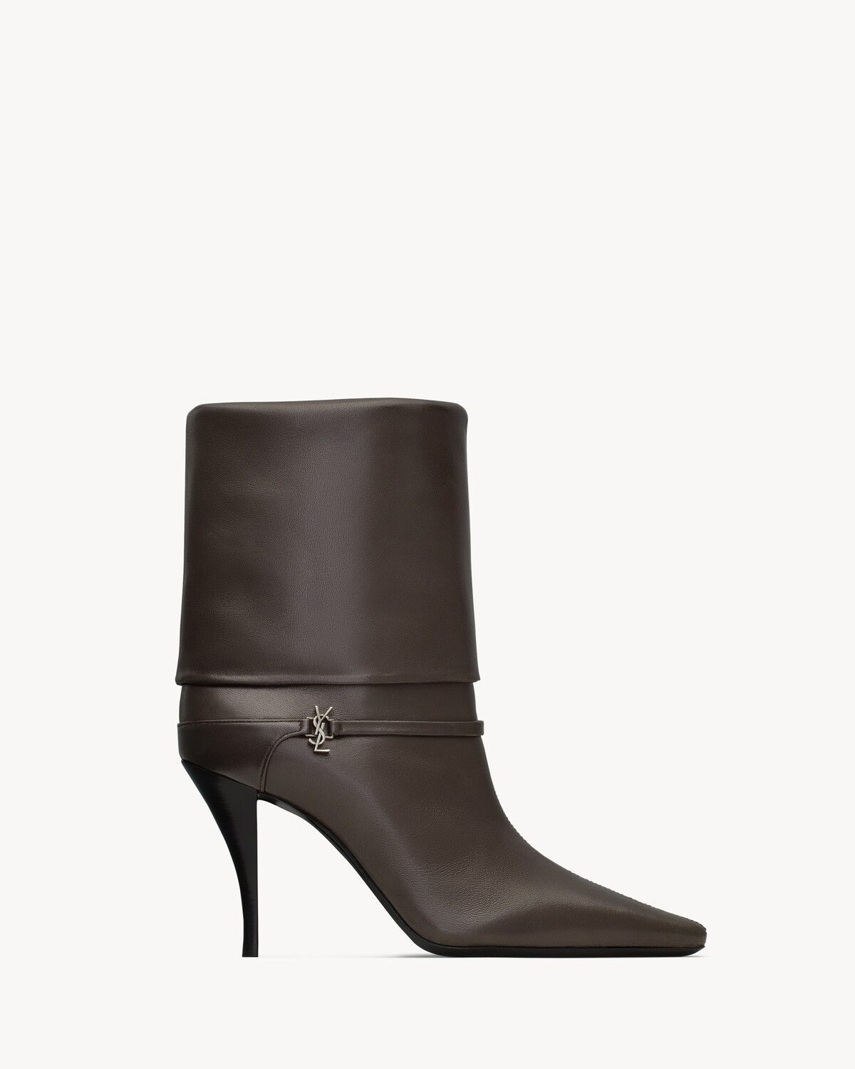 Ботильоны NIKI из гладкой кожи Saint Laurent, коричневый