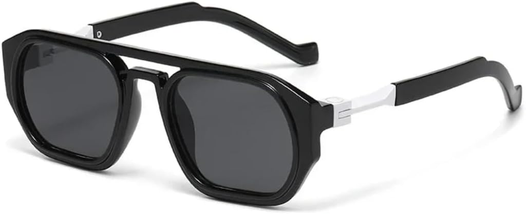 

Солнцезащитные очки в стиле ретро с двойными перемычками Polygon для женщин и мужчин, с прозрачными градиентными линзами, модной оправой (черно-белые дужки) TVTBBVV, Black White Leg