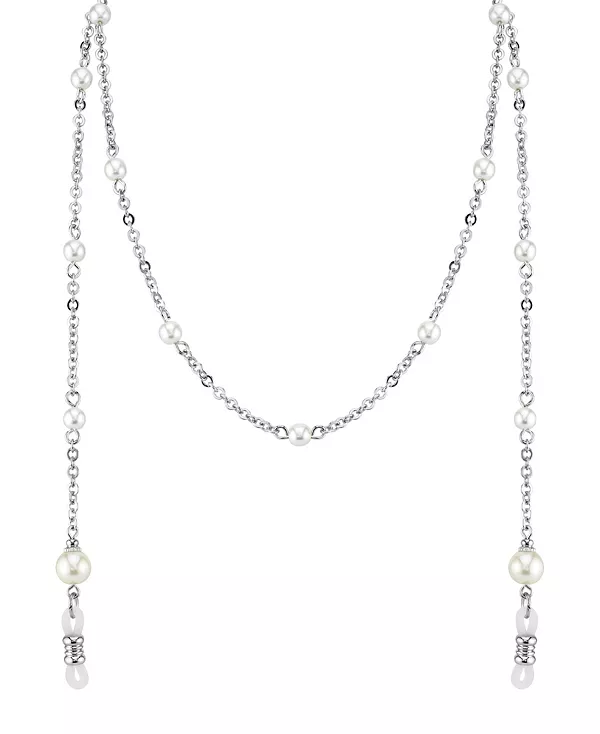 

Цепочка серебристого тона с держателем для очков с имитацией жемчуга, 30 дюймов 2028, white