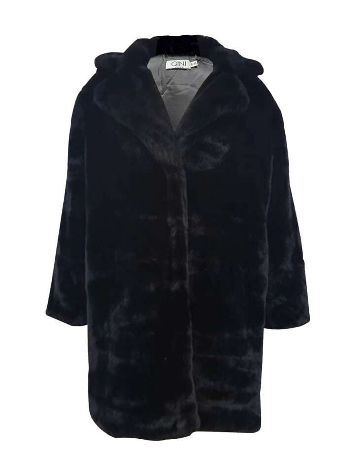 

Пуховик GINI LONDON Gini Faux Fur Lapel Collar Longline, черный