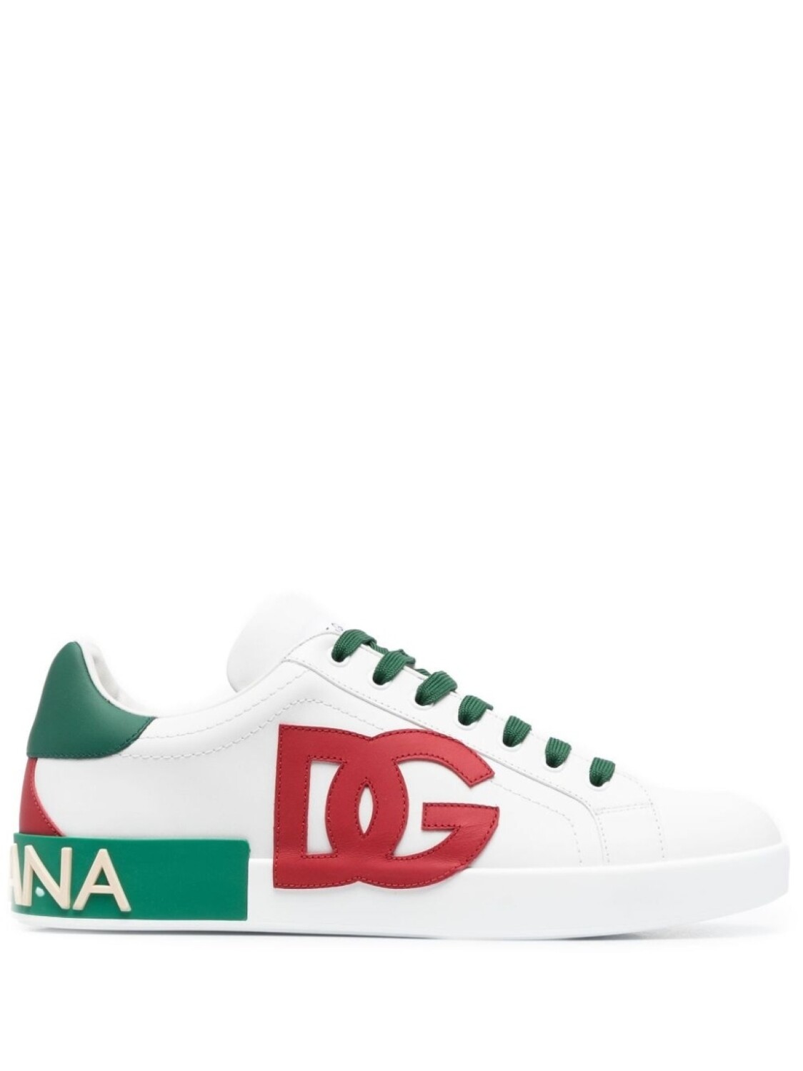 

Кроссовки Dolce & Gabbana Portofino With Logo Patch, белый/красный/зеленый
