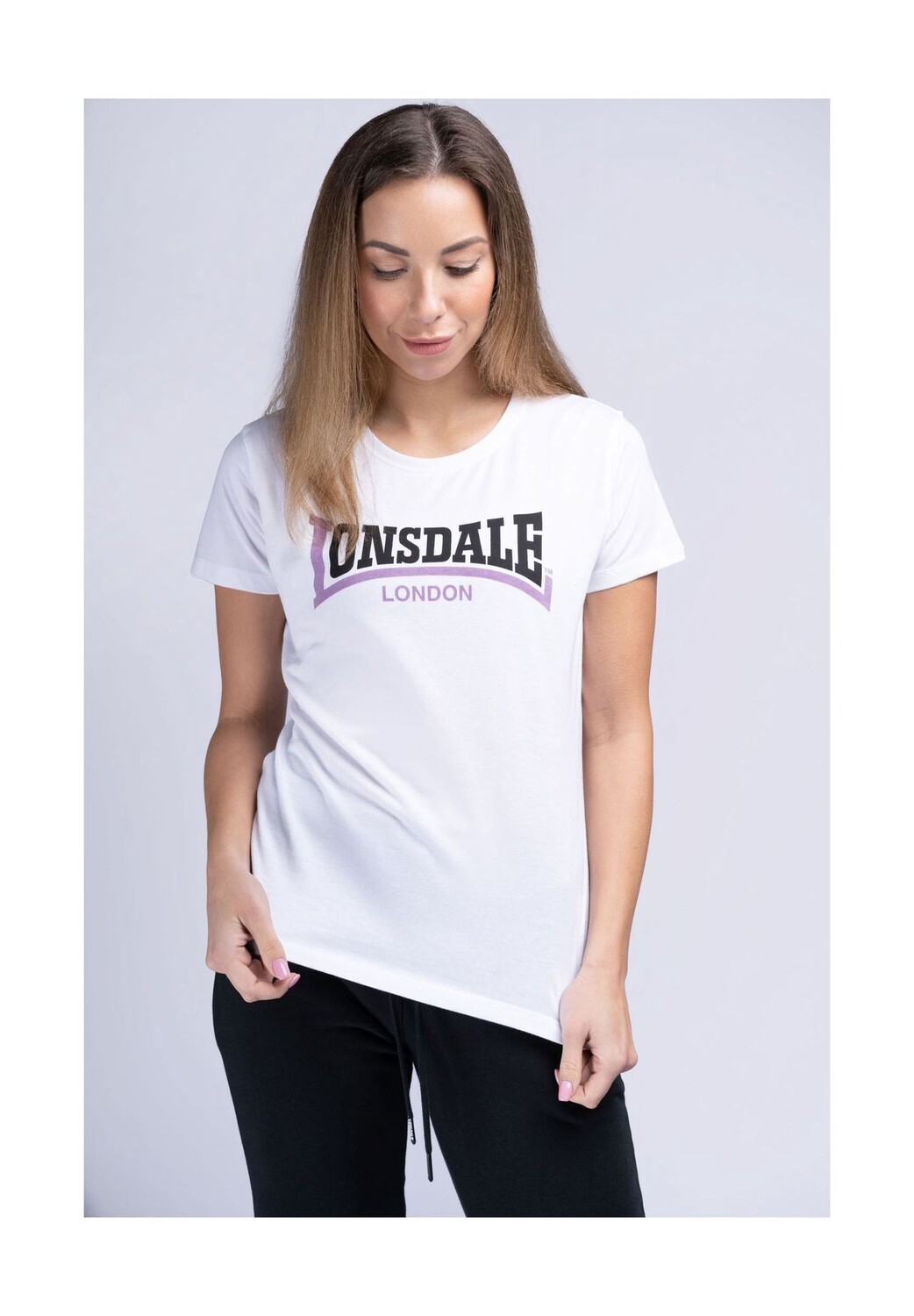 

Женская футболка ACHNAVAST LONSDALE, цвет White/black/lilac